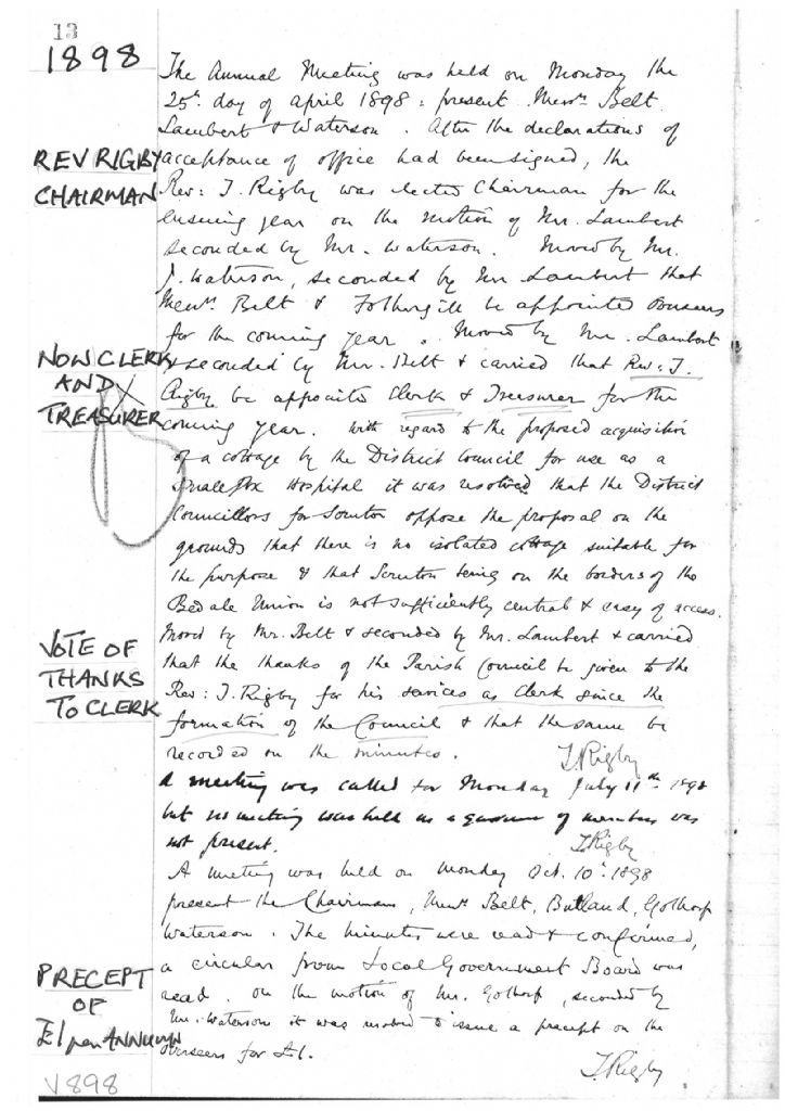 Parish Council Minutes 1898