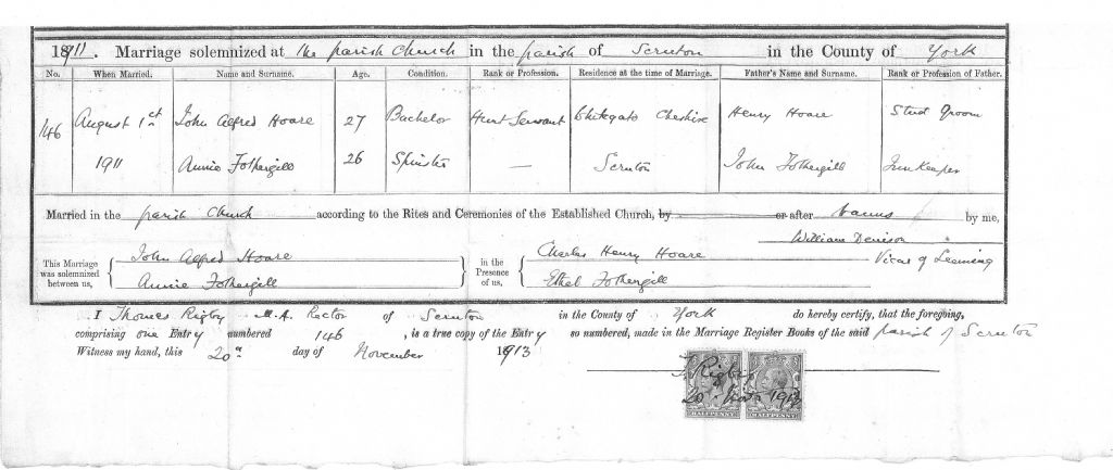 Fothergill Marriage Certificate