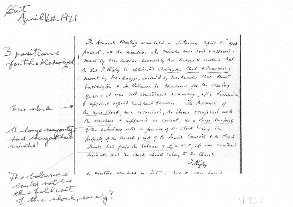Parish Coucil Minutes 1921