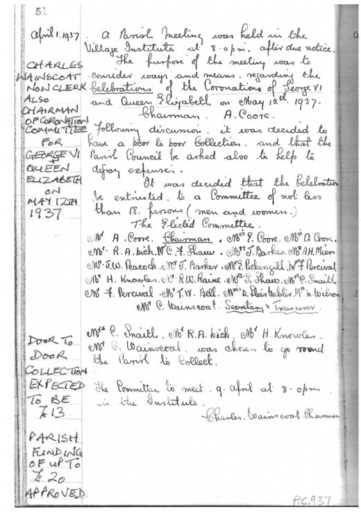 Parish Council Minutes 1937