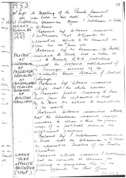 Parish Council Minutes 1952