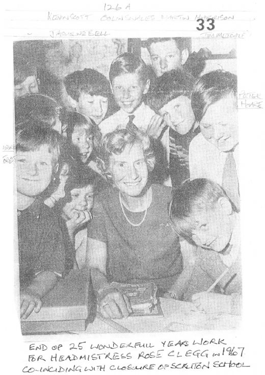 End of 25 wonderful years work for headmistress Rose Clegg at Scruton School in 1967
