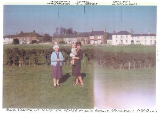 Agnes Peacock and daughter Reneein field behind springfield in late 1960''s