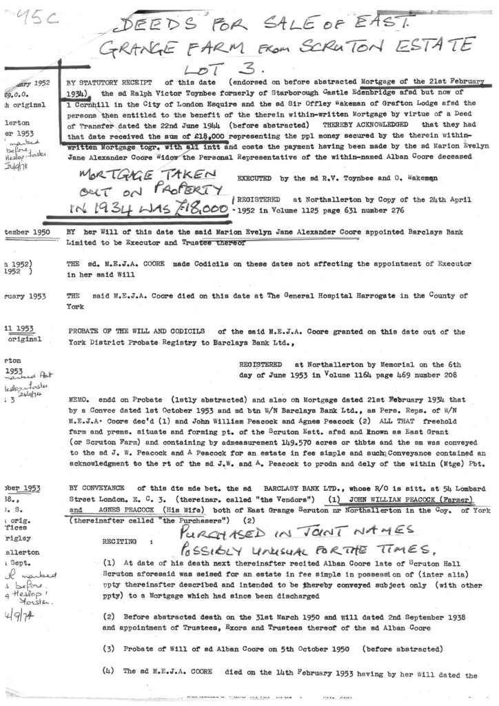 Deeds for sale of East Grange Farm